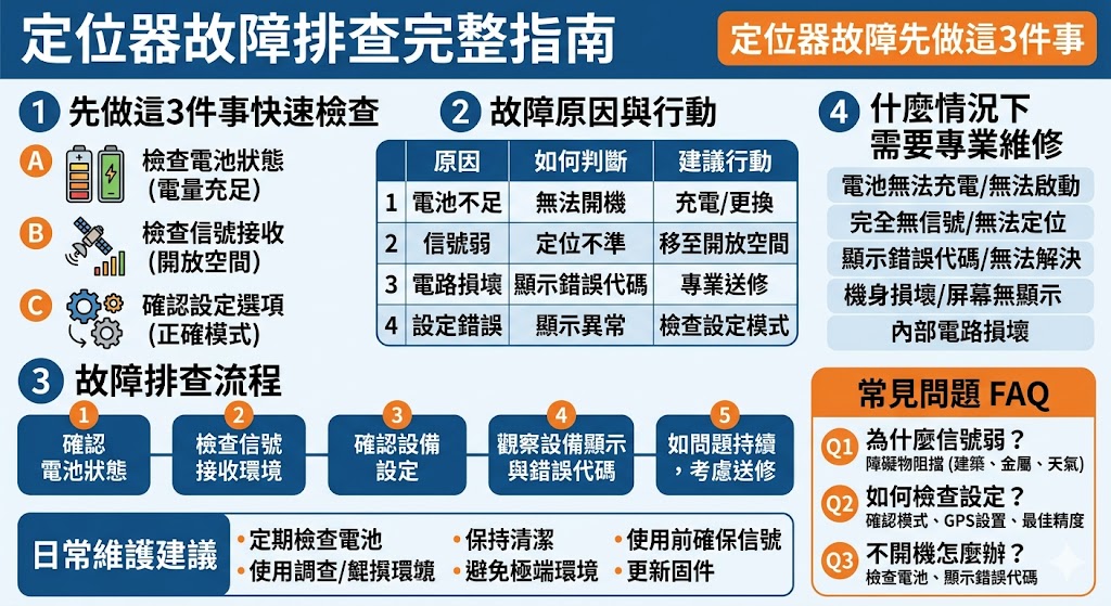 當定位器出現異常時，及時診斷問題並采取正確的維修措施對於設備的正常運行至關重要。本文將介紹定位器常見故障原因以及如何通過簡單的步驟進行排查，避免無謂的維修費用。我們將分享一些有效的排查流程，幫助用戶快速發現定位器的問題所在，並提供專業的修復建議，讓定位器恢復最佳性能。如果你的定位器出現信號不穩或無法啟動的情況，本文將為你提供解決方案。