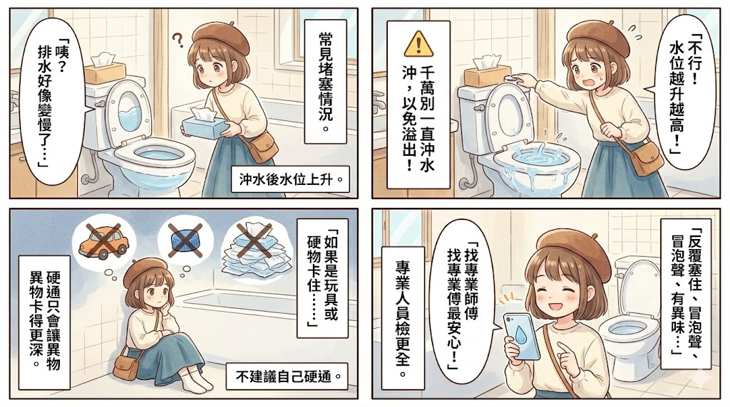 通馬桶怎麼處理？堵塞原因、疏通方法與找師傅重點一次看懂