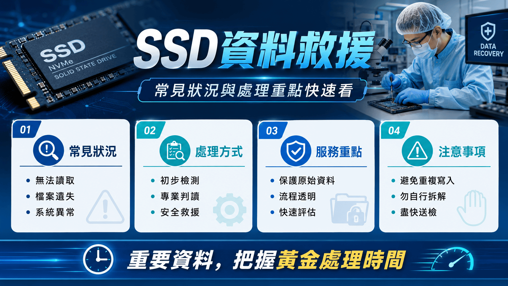 SSD 資料救援成功率怎麼看？故障原因、救援流程與注意事項整理